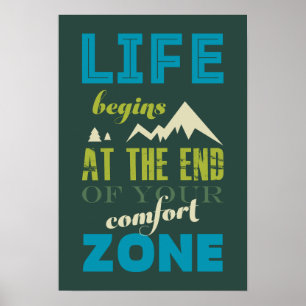 Het leven begint Inspirerend Citaat Typografie Pos Poster