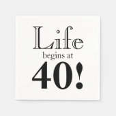 Het leven begint met 40 zwarte coole retro grafisc servet (Voorkant)