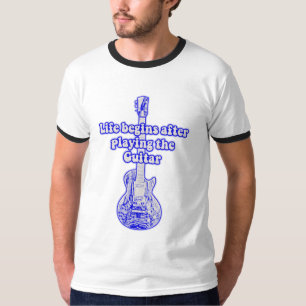Het leven begint na het spelen van de gitaar.  bla t-shirt