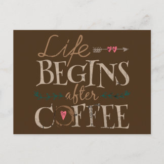 Het leven begint na koffie briefkaart
