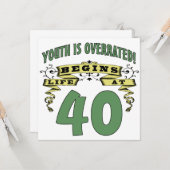 Het leven begint op 40e verjaardag kaart (Voorkant / Achterkant in situ)