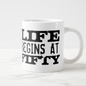 Het leven begint op 50 grappige 50ste verjaardag j extra grote mok (Rechts)