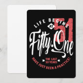 Het leven begint op 51 | 51e verjaardag kaart (Voorkant / Achterkant)