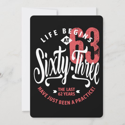 Het leven begint op 63 | 63e verjaardag kaart (Voorkant)
