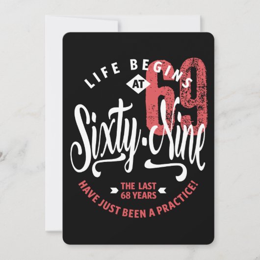 Het leven begint op 69 | 69e verjaardag kaart (Voorkant)