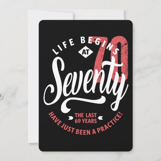 Het leven begint op 70 | 70e verjaardag kaart (Voorkant)