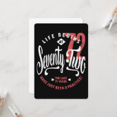 Het leven begint op 72 | 72e verjaardag kaart (Voorkant / Achterkant in situ)