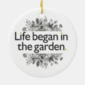 Het leven begon in de tuin keramisch ornament (Achterkant)