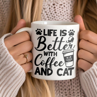 Het leven beter met koffie en kat, kattenliefhebbe koffiemok