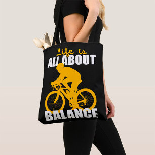 Het leven draait om balans fietsen Motivatie Draagtas