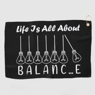 Het leven draait om evenwicht en motivatie inspira golfhanddoek