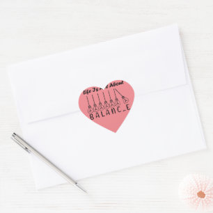 Het leven draait om evenwicht en motivatie inspira hart sticker