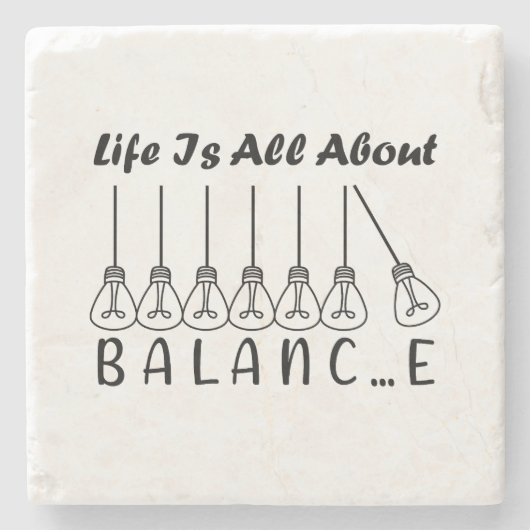 Het leven draait om evenwicht en motivatie inspira stenen onderzetter (Voorkant)
