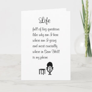 Het leven een grappig denken van je gedicht kaart