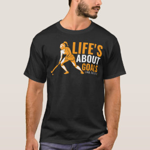 Het leven gaat over doel fiets hockey voor meisjes t-shirt