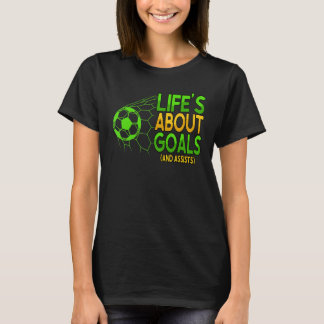 Het leven gaat over doelen en helpt voetzoekerspel t-shirt