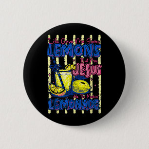 Het Leven Gaf Gestreepte Citroenen Funny Zomer Voo Ronde Button 5,7 Cm