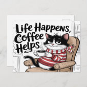 Het leven gebeurt koffie Helpt Briefkaart (Voorkant / Achterkant)