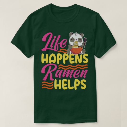 Het leven gebeurt met ramen helpt om Panda-ontwerp T-shirt (Design voorkant)