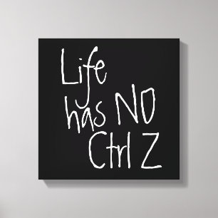 het leven heeft geen ctrl+z typografisch canvas afdruk