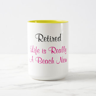 Het leven in ruste is nu echt een strand - tweekleurige koffiemok