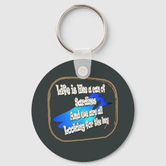 Het leven is als een blik sardines.. Button Sleute Sleutelhanger