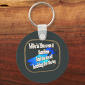 Het leven is als een blik sardines.. Button Sleute Sleutelhanger (Voorkant)