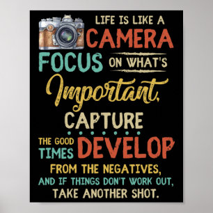 Het leven is als een camera focus op wat belangrij poster