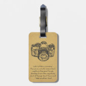 Het leven is als een camera-quote,  bagagelabel (Achterkant verticaal)