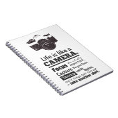 Het leven is als een camera-quote, Black Grunge Notitieboek (Rechterzijde)
