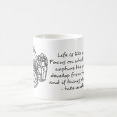 Het leven is als een camera-quote koffiemok (Center)