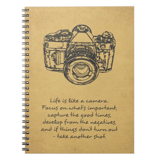 Het leven is als een camera-quote,  notitieboek (Voorkant)