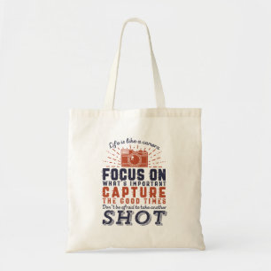 Het leven is als een fotografiet van de Camera Tote Bag