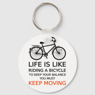 het leven is als fietsen , woordkunst , tekst sleutelhanger