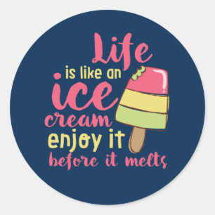 Het leven is als Ice Cream Inspirerend Summer Quot Ronde Sticker