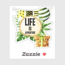 Het leven is avontuurlijk - groene en gouden Natuu Sticker