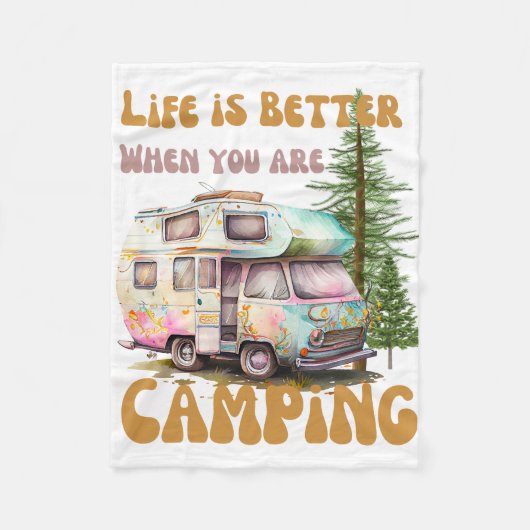 Het leven is beter als je kampt fleece deken (Voorkant)