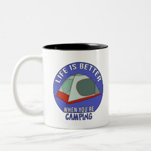 Het leven is beter als je kampt tweekleurige koffiemok