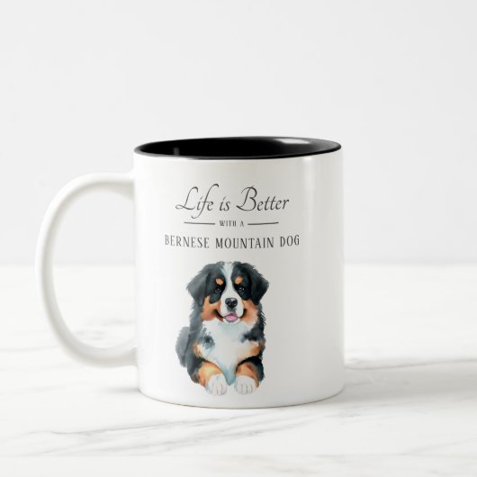 Het leven is beter Berner Berner Hond Tweekleurige Koffiemok (Links)