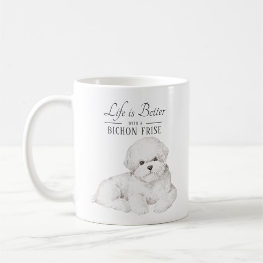 Het leven is beter Bichon Frise Koffiemok (Links)