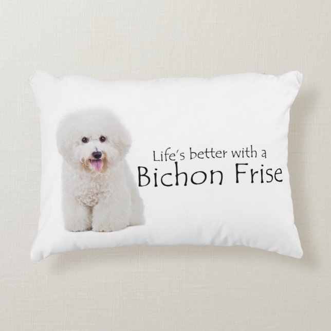 Het leven is beter Bichon Pillow Decoratief Kussen (Voorkant)