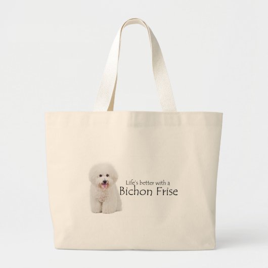 Het leven is beter Bichon-Tas Grote Tote Bag (Voorkant)