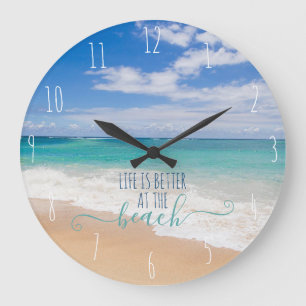 Het leven is beter bij de Beach Large Clock Grote Klok