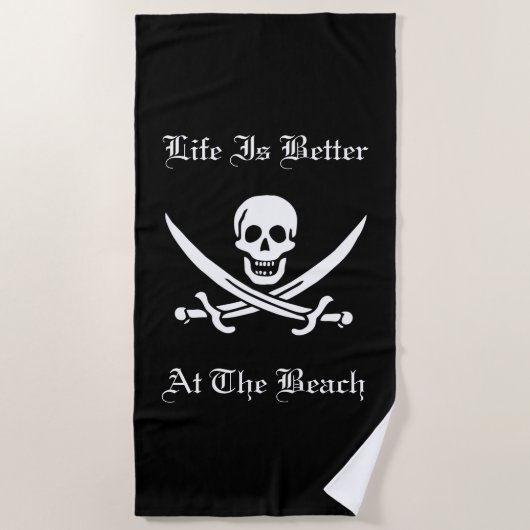 Het leven is beter bij de Beach Pirate Strandlaken (Voorkant)