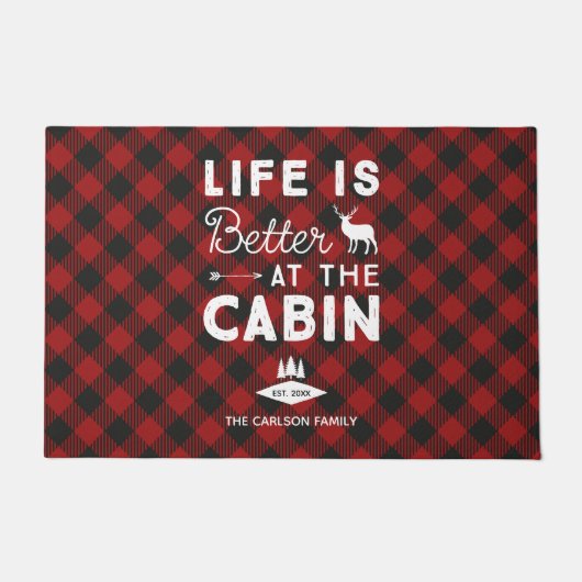 Het leven is beter bij de naam Cabin Rustic Famili Deurmat (Voorkant)