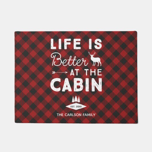 Het leven is beter bij de naam Cabin Rustic Famili Deurmat (Voorkant)