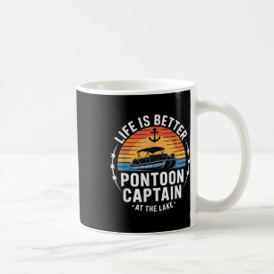 Het Leven Is Beter Bij De Pontoon Kapitein Boot Va Koffiemok