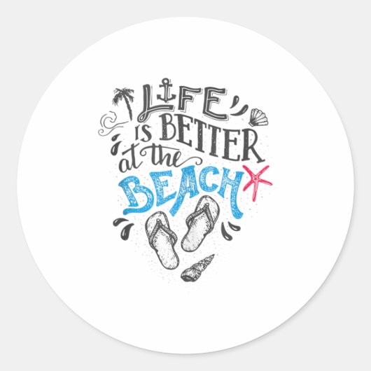 Het leven is beter bij de strand Tanktop Ronde Sticker (Voorkant)