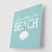 Het leven is beter bij de strand Turquoise Vierkante Klok (Hoek)