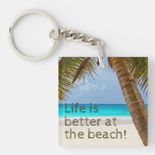 Het Leven Is Beter Bij De Strandpalmboom Sleutelhanger (Voorkant)